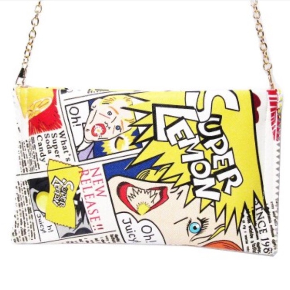 SUPER LEMON CANDY POP ART CLUTCH HANDBAG